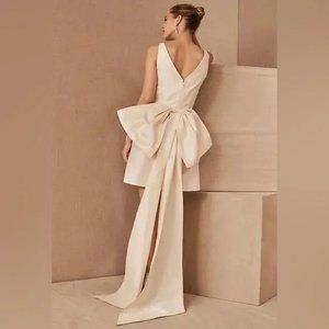 BHLDN Sachin & Babi Archie V-Neck Back-Bow Mini Dress